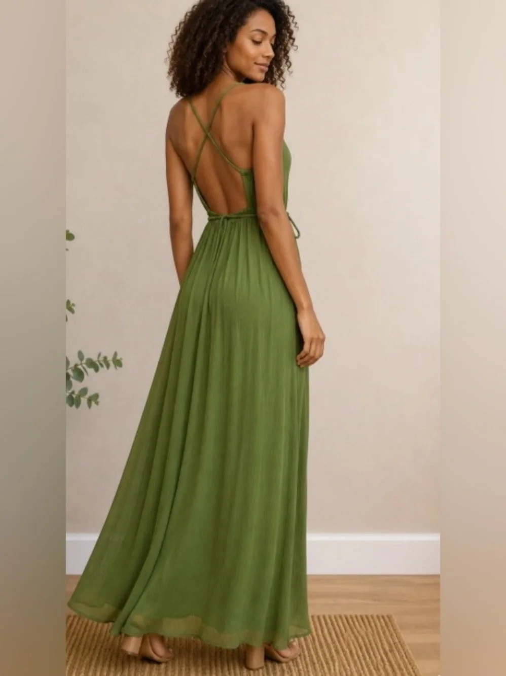 elan Green 100% Rayon Maxi Dress Size M